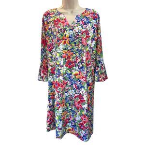 Caribbean‎ Joe Floral Summer Tunic Dress Cottage Preppy Tropical Resort Party S